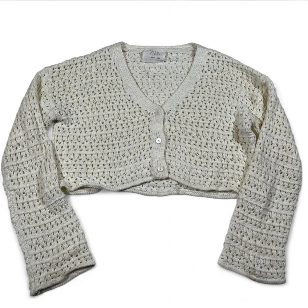 Zara Girl Size 13-14 Button‎ Up Open Knit Crochet Cardigan Fits Women’s S Boho